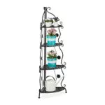 Relaxdays Scaffale Portafiori in Metallo, Fioriera Interno ad Angolo con 4 Mensole Porta Piante