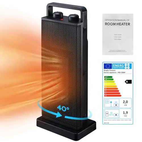 RINRI Stufetta Elettrica Basso Consumo, 2000W radiatore elettrico mobile
