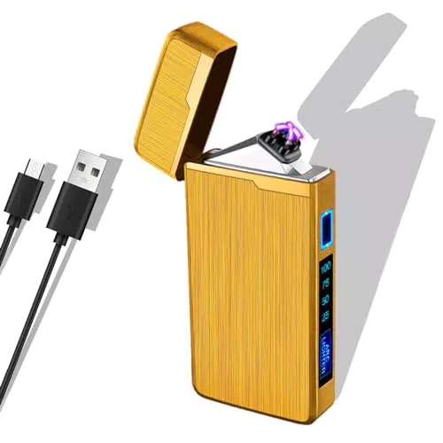 SAKIUNI Regali per Uomo Accendino Elettrico Usb Ricaricabile Accendino Antivento al Plasma Indicatore della Batteria per Candele Cucina Barbecue e Confezione Regalo