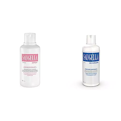 Saugella Poligyn detergente intimo ad azione emolliente e lenitiva contro fastidi e pruriti intimi 500 ml & Dermoliquido