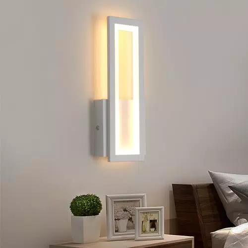 Seamoon applique da parete interno, 16W 220V Quadrato Moderno LED Lampada da Parete interno Bianco
