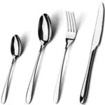 Set Posate Eleganti 24 Pezzi, SANLI 6 Persone Inox 18/10 Coltelli Forchetta Cucchiai Set