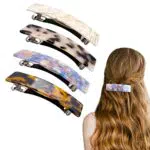 Sibba 4 Fermagli per Capelli Retrò Automatici a Morsetto Rettangolare a Scatto per Capelli Francesi a Conchiglia di Tartaruga in Celluloide Grandi Ed Eleganti e Squisite Clip per Capelli da Donna
