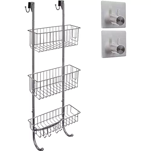 smartpeas Mensola per doccia a 3 livelli in acciaio inox - Portaoggetti adesivo per bagno - Portasapone adesivo - Anti-ruggine e facile da installare - Supporto per accessori senza forature