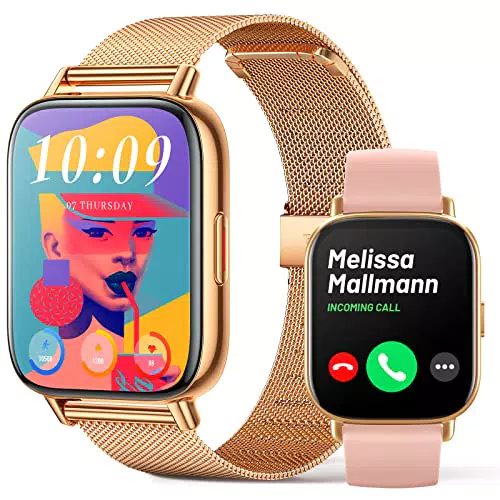 Smartwatch Donna con Chiamate Orologio Intelligente Android iOS Promemoria Messaggi Fitness Tracker 1.7" HD Touchscreen IP68 Impermeabile Orologio Sportivo con Cardiofrequenzimetro