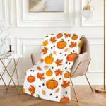 Sniperoal Coperta morbida in flanella con decorazione zucca, 130x150 cm