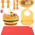 SOBEAU Set di 10 utensili per bambini in silicone, piatti per bambini con ventosa