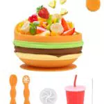 SOBEAU Set di 5 utensili per bambini in silicone, piatti per bambini con ventosa