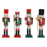 Soldato di Natale in legno schiaccianoci, 4Pezzi 18cm Decorazioni Natalizie Tradizionali Classiche Schiaccianoci a forma di soldato