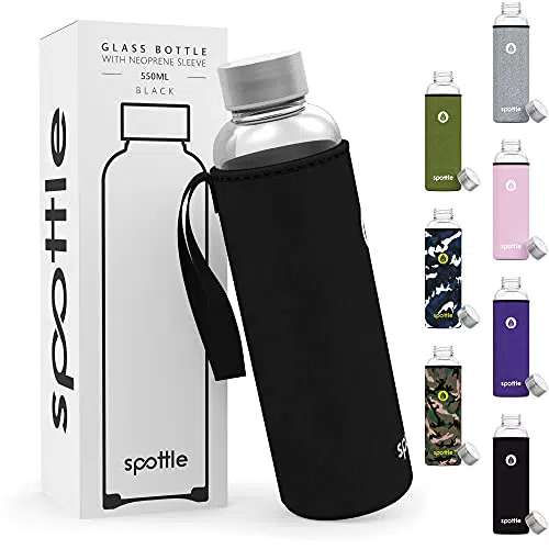 spottle borraccia in vetro con coperchio in neoprene da 500ml