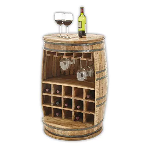 Stella Trading FIASKO Vintage - Botte di vino in legno massiccio di mango