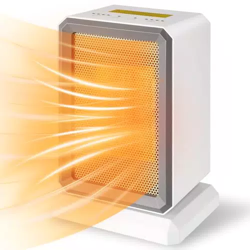 Stufa Elettrica Basso Consumo, 1500W Stufa Elettrica 70° Oscillazione PTC Termoventilatore Ceramico 4 Modalità 8H Timer Stufetta Elettrica Silenzioso Protezione Multipla per Casa Ufficio