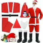 TAVADA 7 Pezzi Costume Babbo Natale, Costume da Babbo Natale per Natale