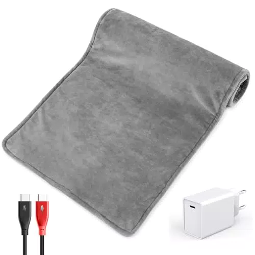 Termoforo elettrico con coperta in flanella, grigio, 30x60cm