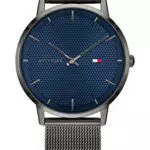 Tommy Hilfiger Orologio Analogico al Quarzo da Uomo con Cinturino in Maglia Metallica in Acciaio Inossidabile Color Canna Di Fucile - 1791656