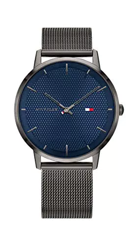 Tommy Hilfiger Orologio Analogico al Quarzo da Uomo con Cinturino in Maglia Metallica in Acciaio Inossidabile Color Canna Di Fucile - 1791656