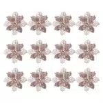 TOYANDONA 12pcs Glitter Stella di Natale Fiori Artificiali Albero di Natale Ornamenti Floreali Decorazioni Ciondolo Albero di Natale Corona di Natale riempimento