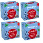 Twinings SuperGood - Tè Nero e Ibisco Aromatizzati con Mirtillo e Lampone - Miscela dalle Note Vivaci e Sofisticate - 4 x 20 Bustine
