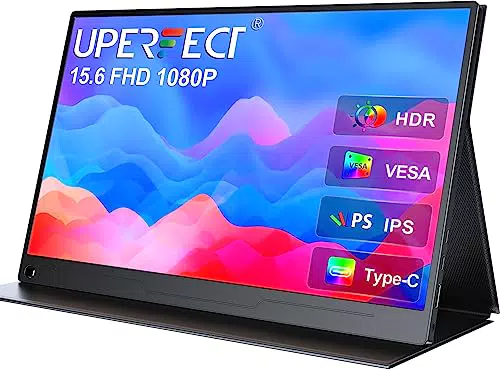 UPERFECT Monitor Portatile Display Mobile 15, 6 Pollici 1920 x 1080 Schermo IPS Full HD con HDMI USB C per Laptop PC Smartphone Switch PS5 con Custodia Protettiva