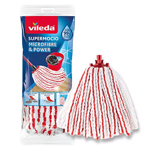 Vileda SuperMocio Microfibre &Power ricambio, confezione da 1| adatto per il Sistema lavapavimenti Vileda SuperMocio