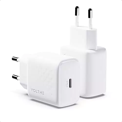 VOLTME Caricatore USB C 2-PACK 20W PD3.0 & PPS Caricatore Veloce Bianca