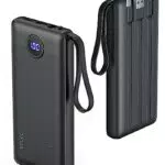 VRURC Power Bank slim 10000mAh con 4 cavi integrati Caricatore Portatile USB C Batteria Esterna Portatile LED Digitale Display con 4 uscite & 2 Ingressi compatibile con iPhone Huawei e Smartphone