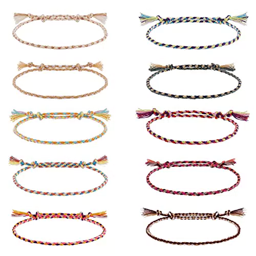 Wodasi Braccialetti Tessuti Fatti, 10 Pezzi Bracciali Colorati