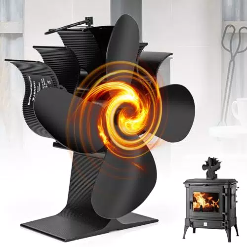 WolinTek Ventilatore per camino, Ventilatore Per Stufa con 4 Pale
