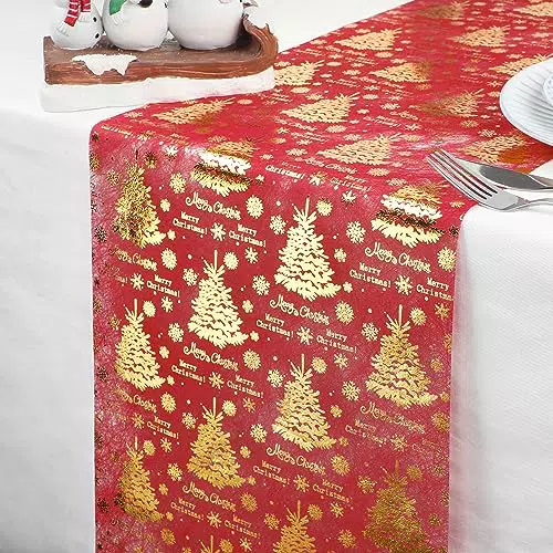 Yeahshion Runner da Tavolo Natalizio Rosso 28 cm x 5 m