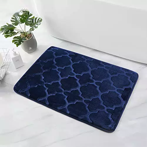 Yeahshion Tappetino da Bagno, Memory Foam Blu Scuro 40x60cm
