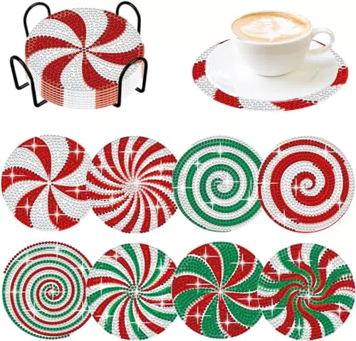 Yeria 8 sottobicchieri con supporto, Diamond Art Painting