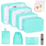 Yordawn 10 Pezzi Set Organizer Valigia Salvaspazio Impermeabili Cubi di Imballaggio leggero Kit Viaggio Accessori Utili Organizer Borse Abiti da Viaggio per Vestiti Scarpe Cosmetici Intimo