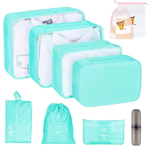 Yordawn 10 Pezzi Set Organizer Valigia Salvaspazio Impermeabili Cubi di Imballaggio leggero Kit Viaggio Accessori Utili Organizer Borse Abiti da Viaggio per Vestiti Scarpe Cosmetici Intimo