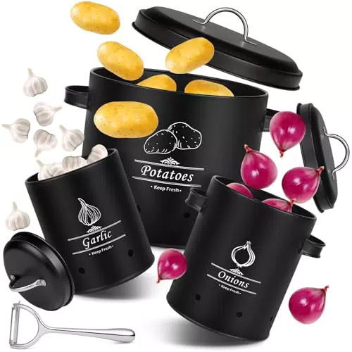 zzolee - Set di 3 Contenitori per Patate con Pelapatate