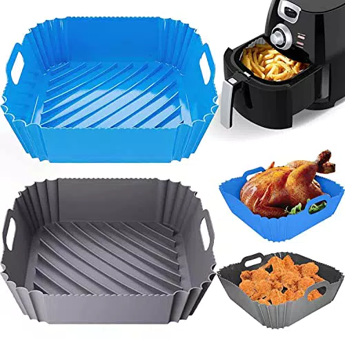 2 Pezzi 22CM Teglia in Silicone per Friggitrice ad Aria