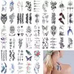 46 Fogli Tatuaggi Temporanei Piccoli, Donna, Finti, Realistici