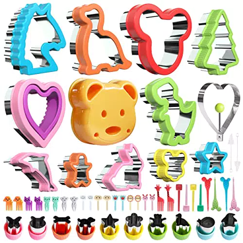 53 Pezzi Formine per Sandwich Set Tagliabiscotti, Stampini Biscotti con Comfort Grip