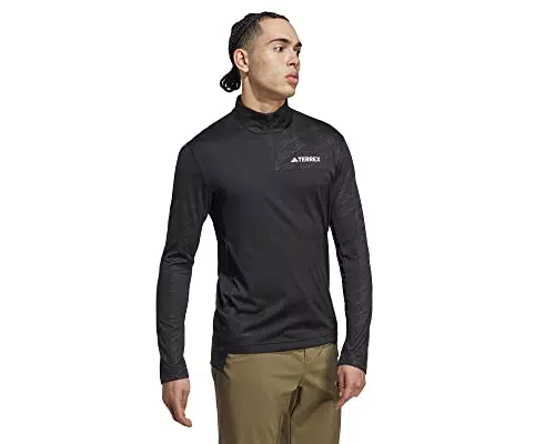 ADIDAS MT Half Zi LS T-Shirt, Nero