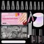 AISEELY Tip Unghie e Colla Gel Kit, 500 Pezzi Unghie Finte Tips Set con Gel per Colla