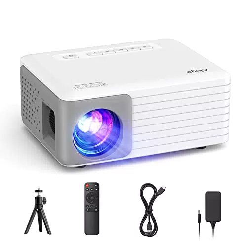 AKIYO Proiettore con Treppiede, 6000 Lumen O1 Mini Proiettore Portatile 1080P Supportato