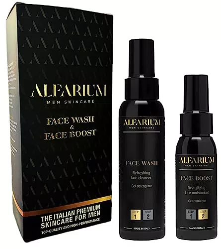 Alfarium Set Skincare Uomo - Detergente Viso e Crema Viso Uomo Pelle Grassa e Mista con Vitamina A/B5/C/E