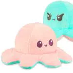 AllBlue Flip Peluche Morbido umore da girare Simpatico regalo per bambini Design double face con umore intercambiabile basta scivolare con 2 emozioni nel male & caro