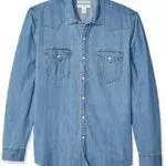 Amazon Essentials Camicia in Denim a Maniche Lunghe Slim Uomo