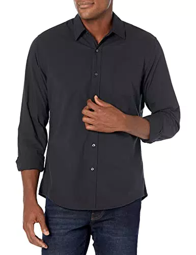 Amazon Essentials Camicia in Popeline a Maniche Lunghe Slim Uomo