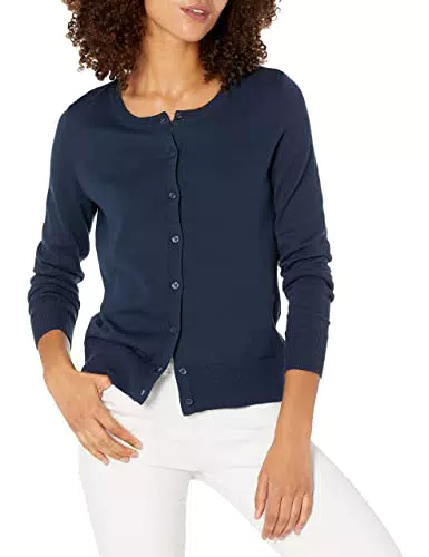 Amazon Essentials Cardigan Girocollo Leggero Donna, Blu Marino