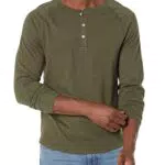Amazon Essentials Maglia con collo serafino a maniche lunghe da uomo, blu puntinato