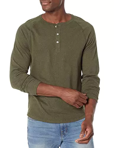 Amazon Essentials Maglia con collo serafino a maniche lunghe da uomo, blu puntinato