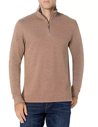 Amazon Essentials Maglione a Coste Francesi con Zip Corta Uomo