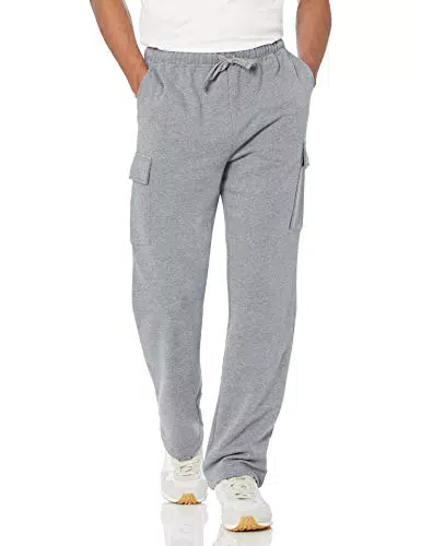 Amazon Essentials Pantaloni Cargo Felpati Uomo, Grigio Chiaro Puntinato