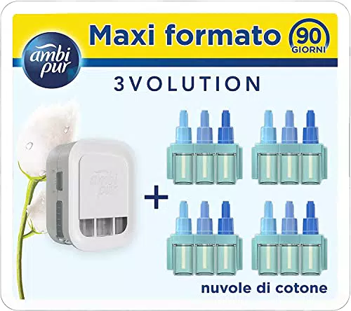 Ambi Pur 3Volution Profumatore per Ambienti, Diffusore Elettrico Ambiente e 4 Ricariche